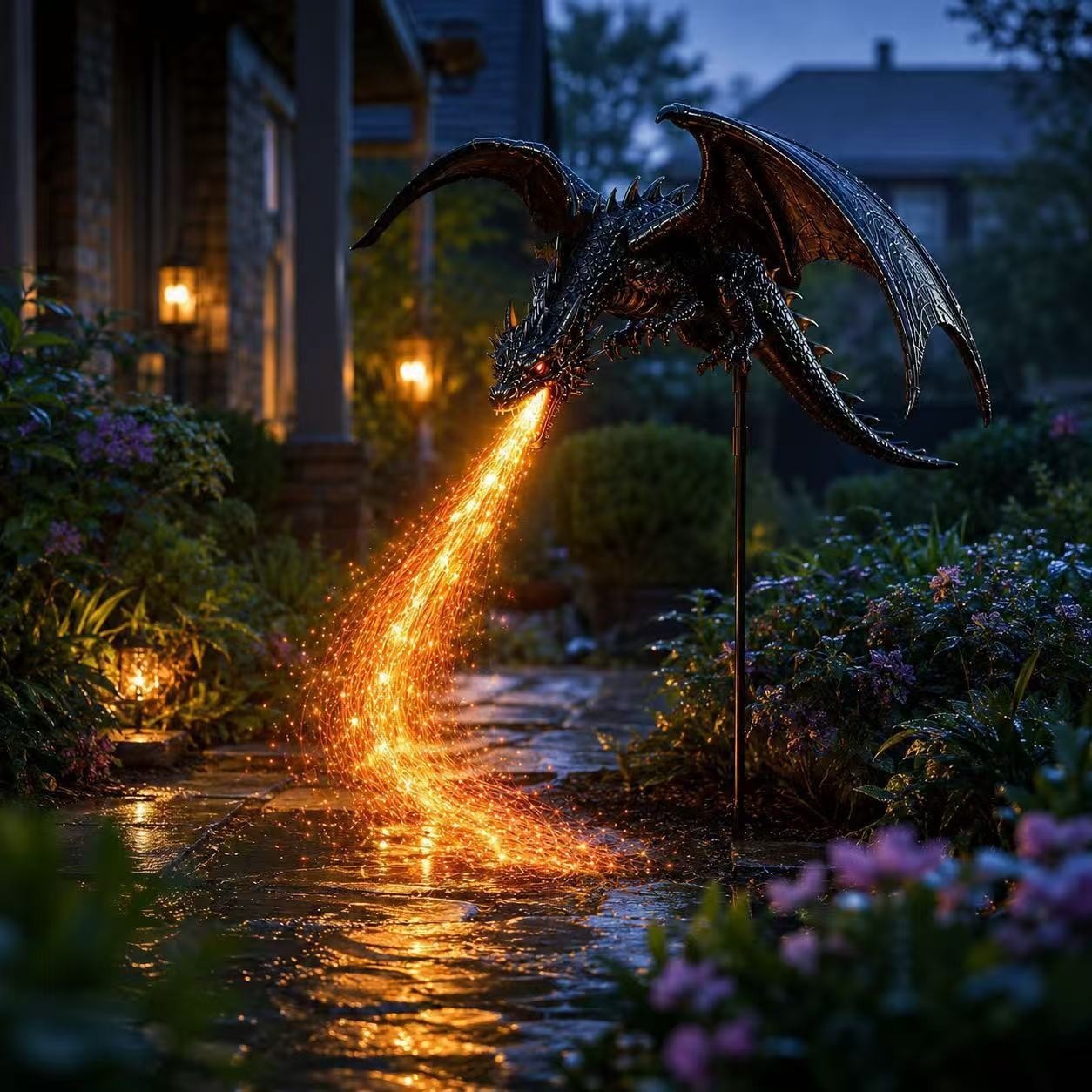 Luz Solar de Jardín con Dragón - Outdoor Lighting Pathway reseña y precio